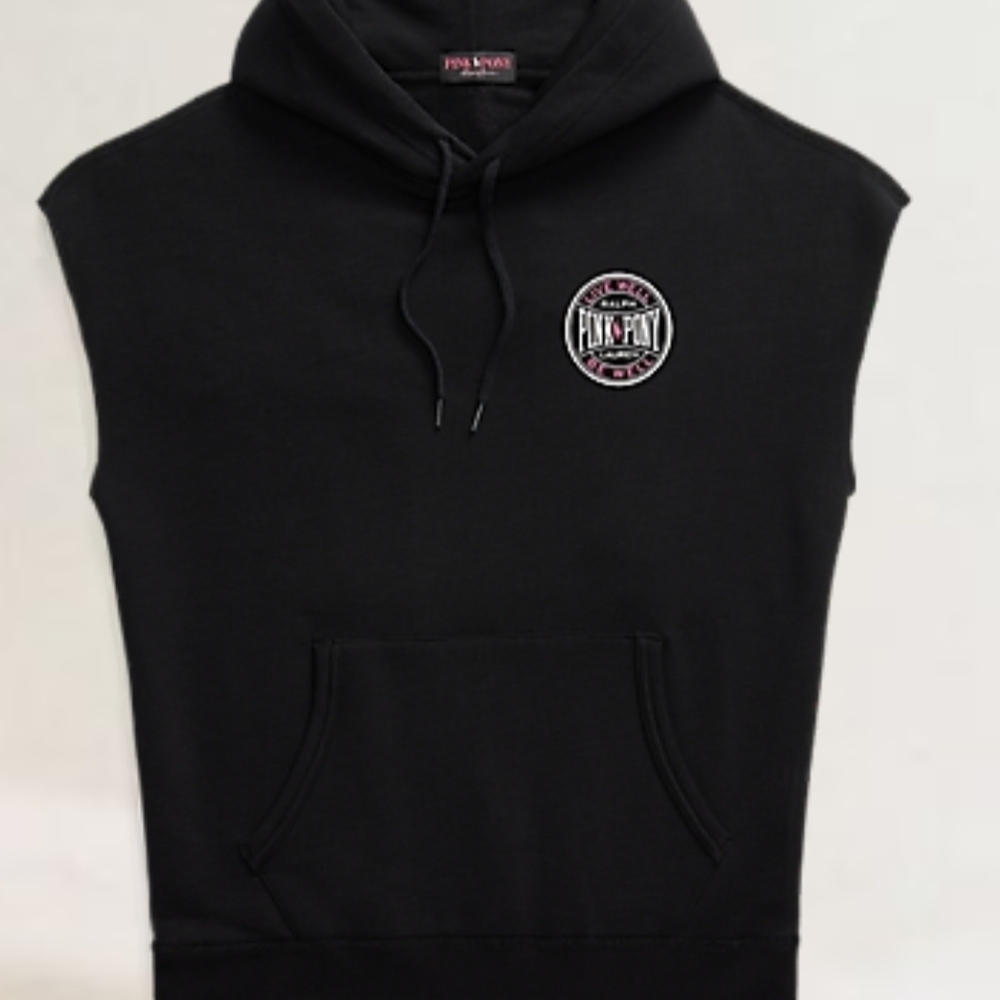 Ralph Lauren Black Sleeveless Hoodie with Emblem